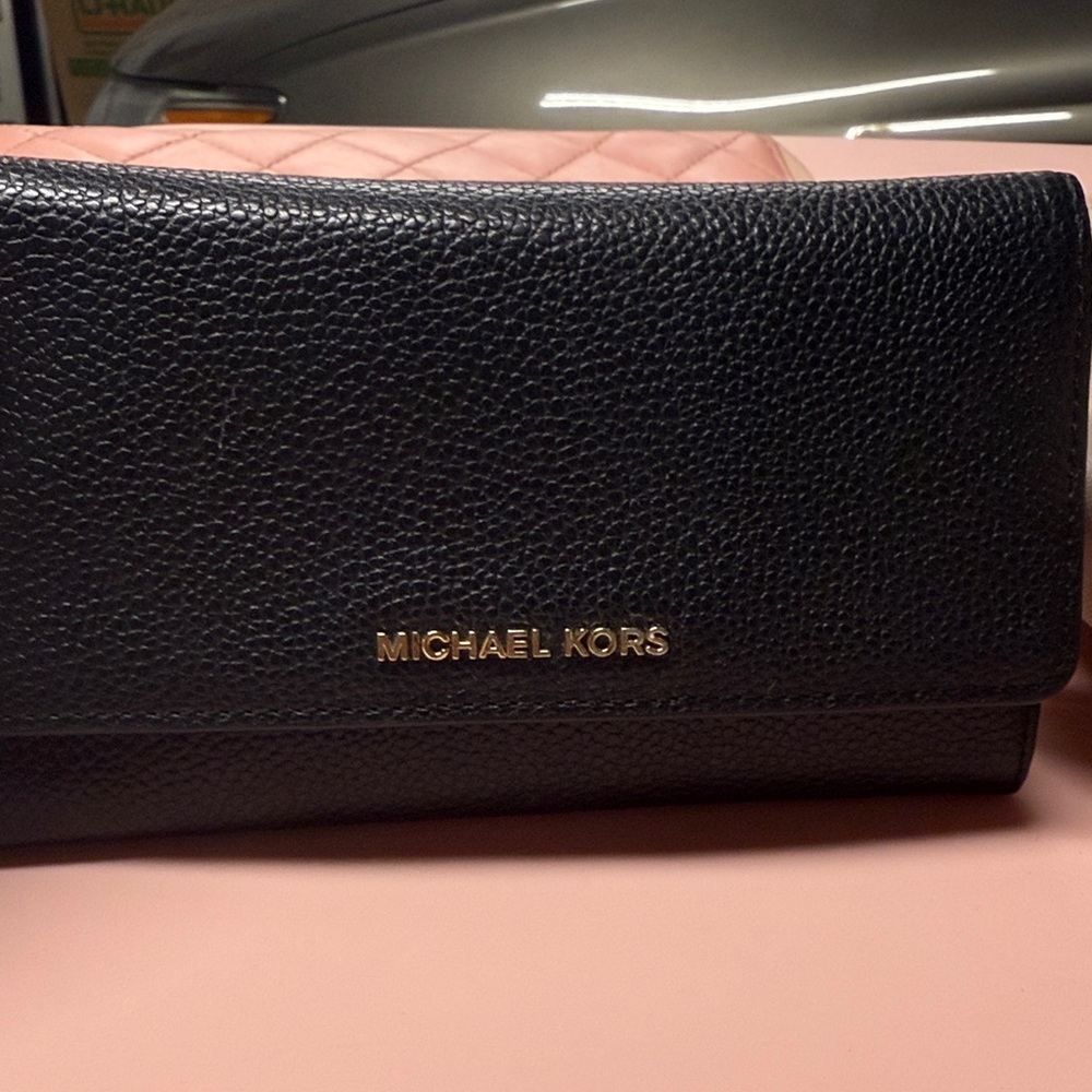 Michael Kors Black Pebbled Leather Clutch